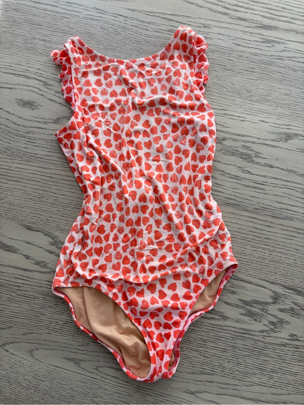 Crewcuts Girls One-Piece Swimsuit in Red Heart Print